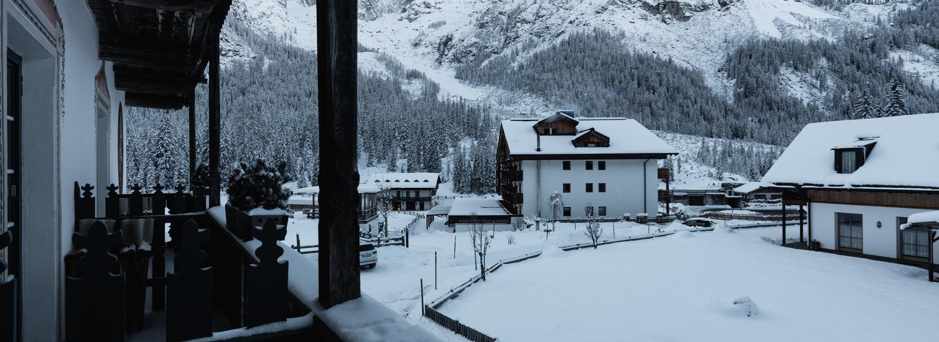 View from the balcony of the Suite Chalet in winter